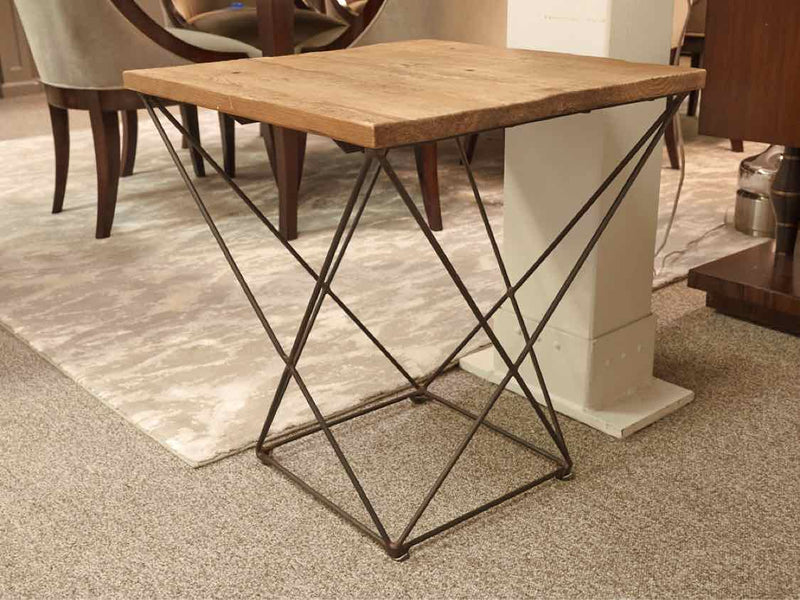 Industrial Wood & Metal Side Table