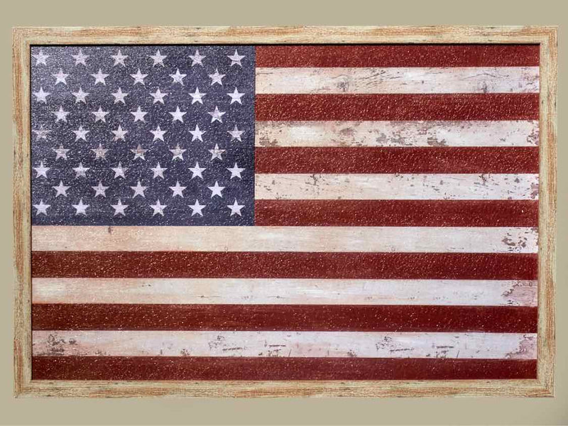 American Flag Textured Print In Distressed Frame