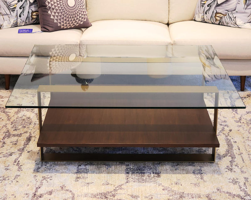 Ethan Allen 'Rosemoor' Glass Square Cocktail Table