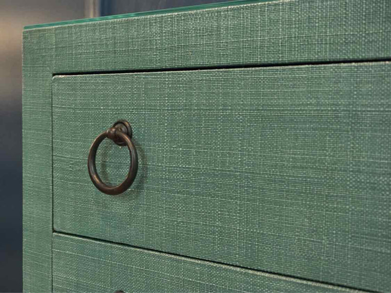 Barclay Butera  Green Grass 3 Drawer Accent Chest with Glass Top