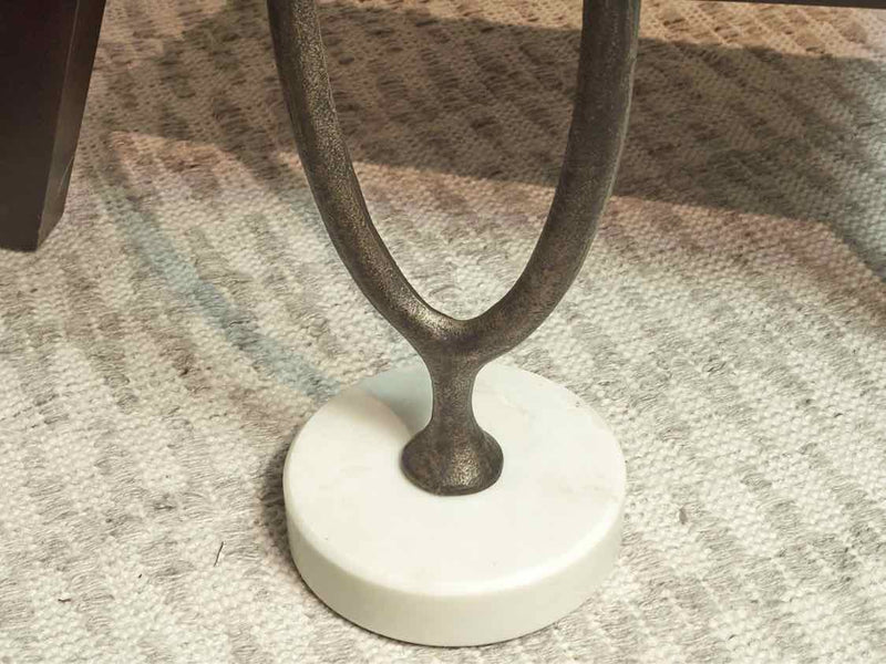 Pottery Barn "Bodhi" Bronze & Marble Base Accent Table