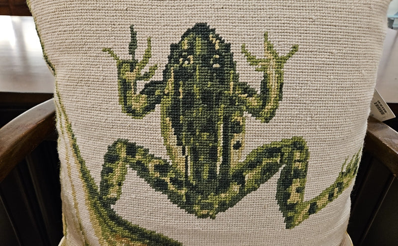 Hooked Wool Frog Pillow