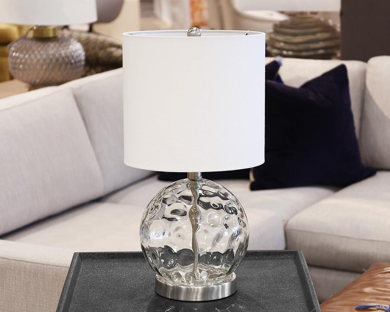 Glass Globe Table Lamp with Nickel Base