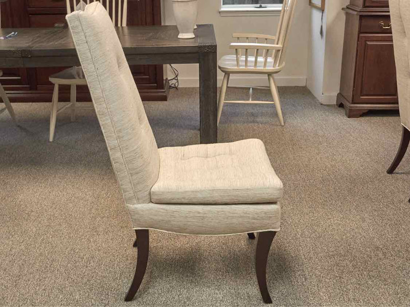 Lynne Scalo Set of 10 Custom Raw Silk Dining Chairs in Cream & Beige