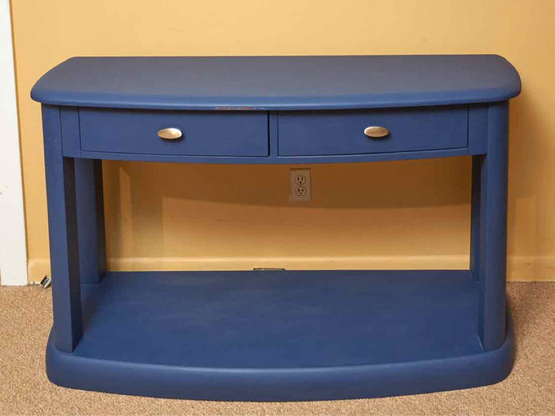 'Delphinium Blue' Finish Demi Lune Shape 2 Drawer Console