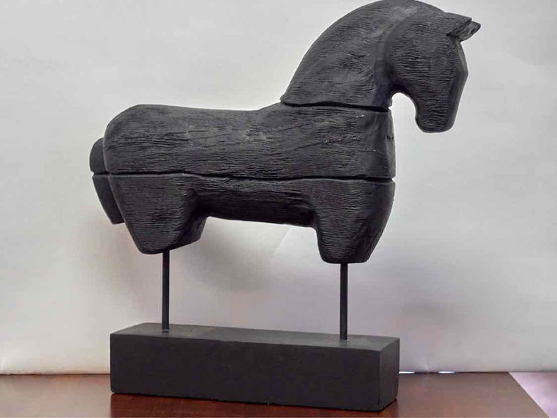 Carved Wood Horse On Stand