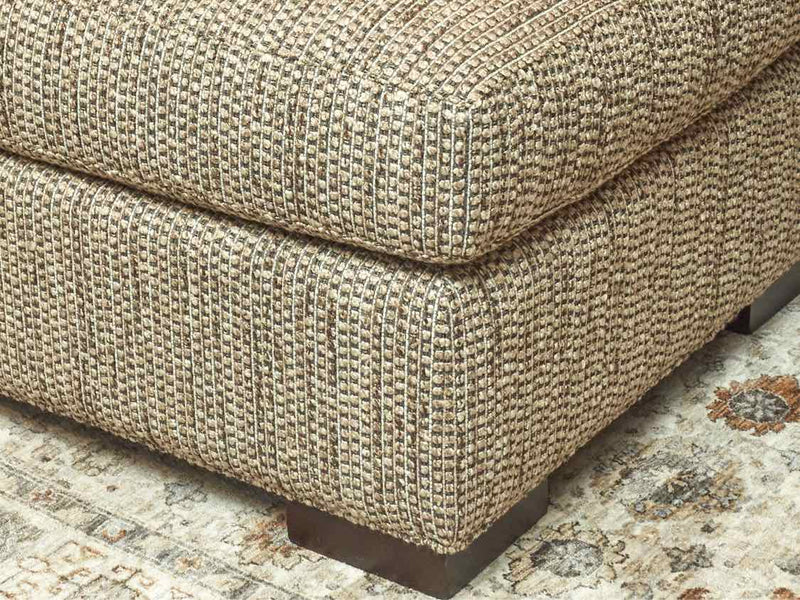 Crate & Barrel "Axis II" Custom Gray Brown High Performance Upholstered  Ottoman