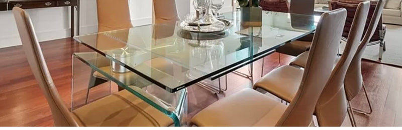 Contemporary Glass Dining Table - Professionally Crated