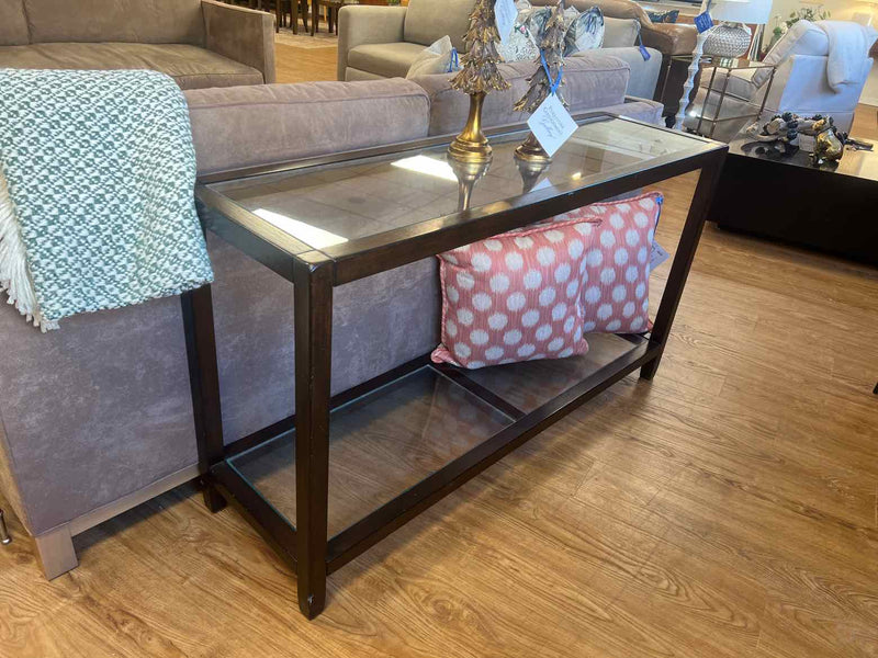 Espresso Console w/ GlassTopped Shelves