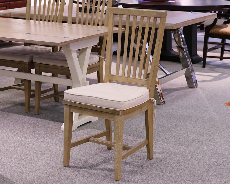 Universal Trestle Table & Set of 4 Chairs in Cream & Grey Wash Oak