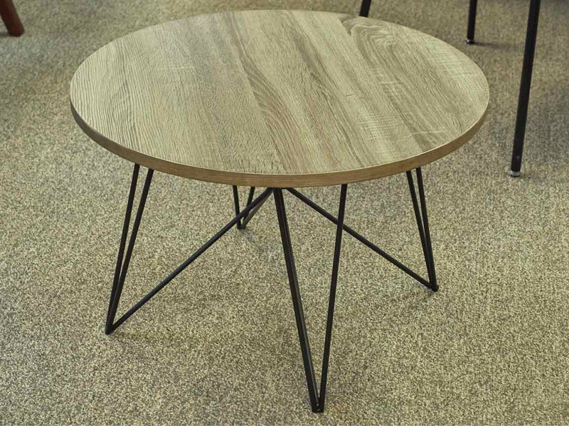 Grey Weathered Accent Table with Black HairPin Legs