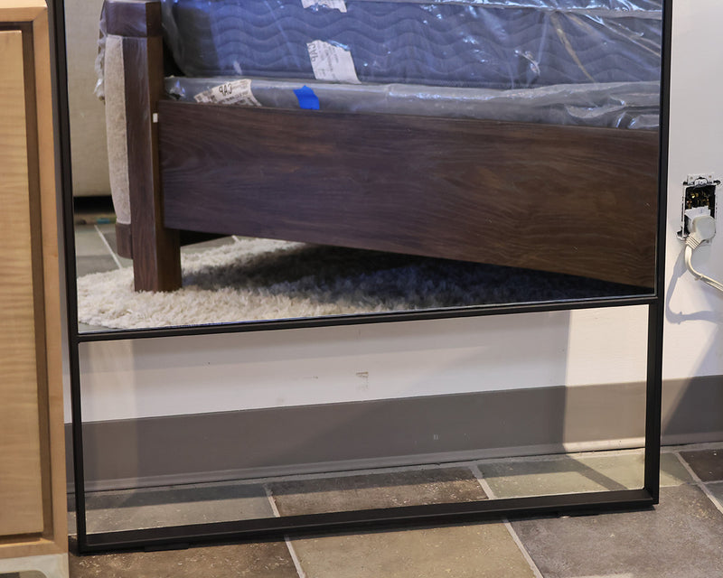 Contemporary Floor Mirror in Black Metal Frame