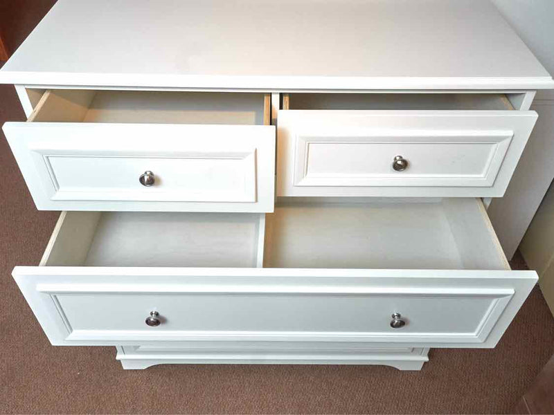 Pottery Barn 'Fillmore' White 5 Drawer Nickle Knobs Chest