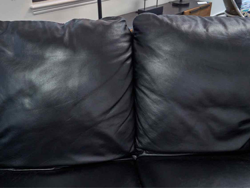 Italsofa Black Leather Slope Arm Sofa