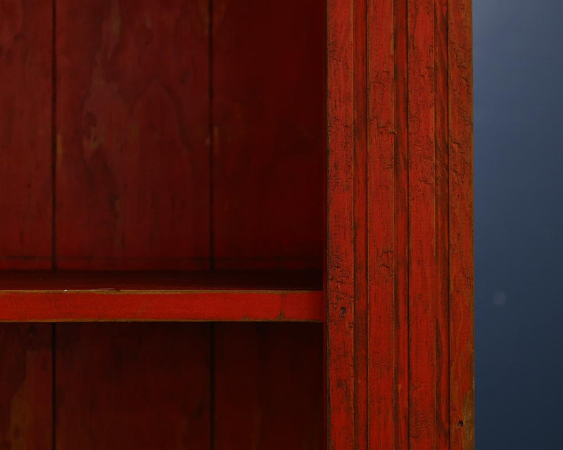 Tall Rustic Bookcase in Red Washed Stain Finish