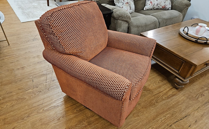 Flexsteel Red Gingham Swivel Chair