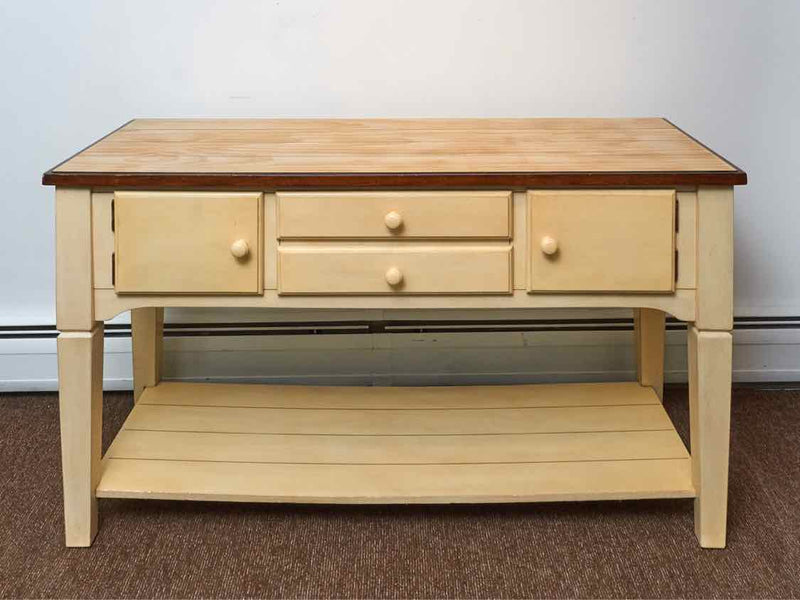 Natural Fir Top 'Antique Cream' Finish 2 Drawer 2 Door  Shelf Server/Console