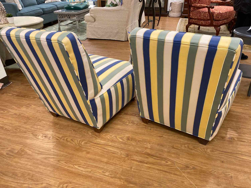 Pair of Striped Slipper Chairs