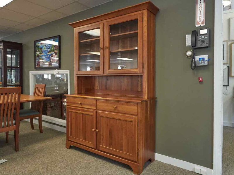 Two Piece Cherry Hutch W/ Glass Doors