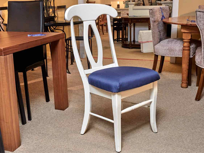 Round Cherry Top Off White Pedestal Table &  6 Chair Set