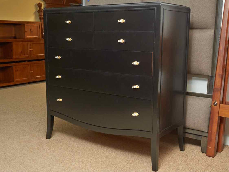 Black Finish 7 Drawer With Crystal Knobs Chest