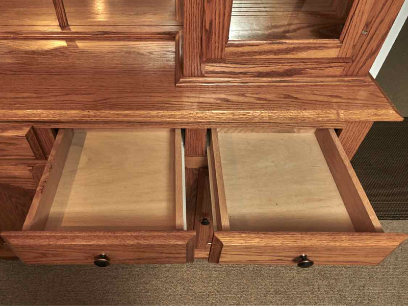 Oak 4 Glass Door 4 Drawer 4 Lower Door China Cabinet