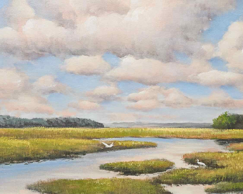 'Low Country' Ivory Shiplap Style Frame Canvas Art Print