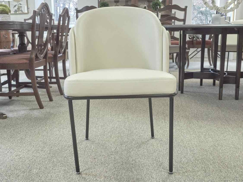 Set of 6 'Angelo' Ivory Leather Rove Concepts Contemporary  Dining Chairs