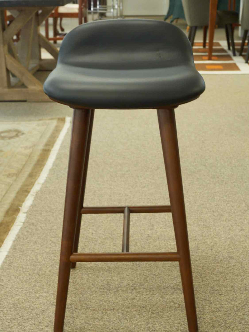 Set of Three 'Sede' Counter Stools in Black Leather