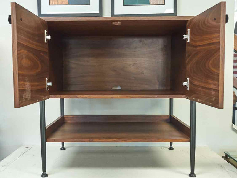 Walnut Storage Cabinet With Metal Accents