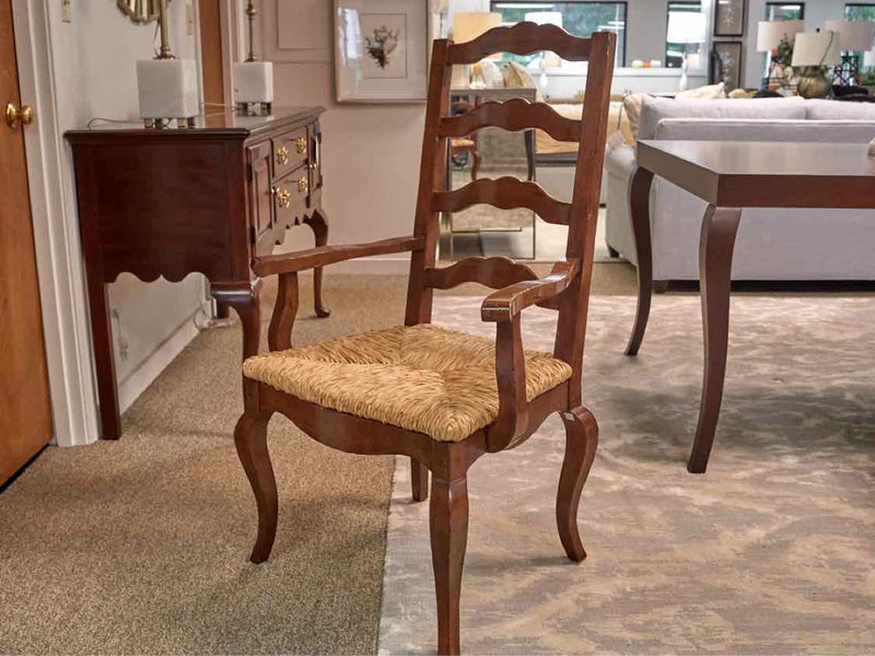 Set of 6 French Country Ladder Back Dining Chairs with Rush Seats