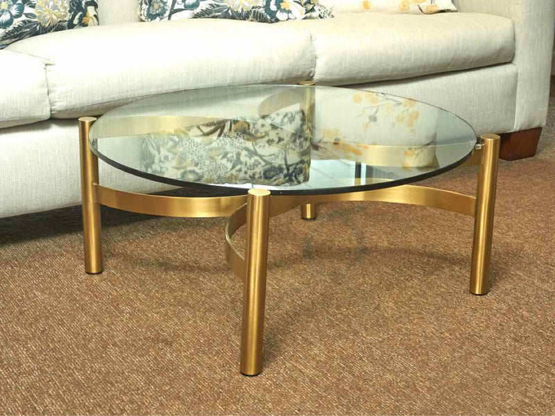 Gus Modern 'Quarry' Gold Finish Metal Glass Top Cocktail Table