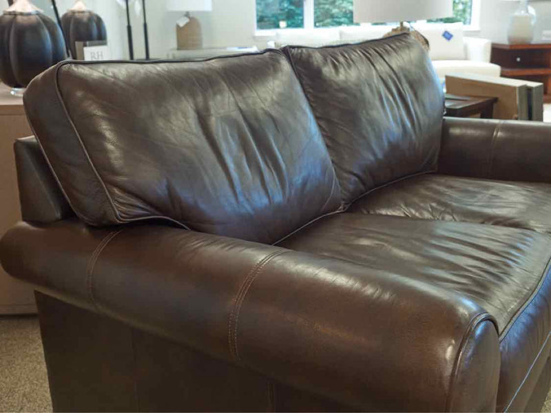 Ethan Allen Roll Arm Leather Loveseat