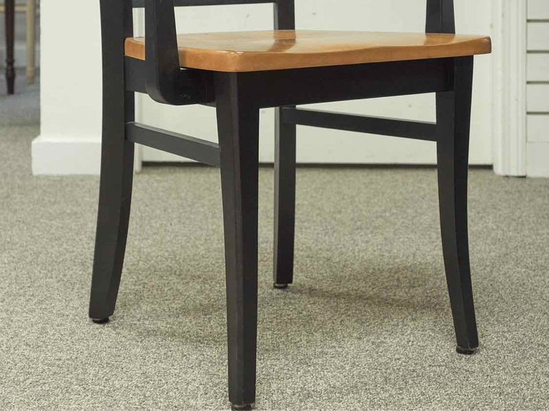 Black & Maple Round Dining Table With Set of Four Chairs