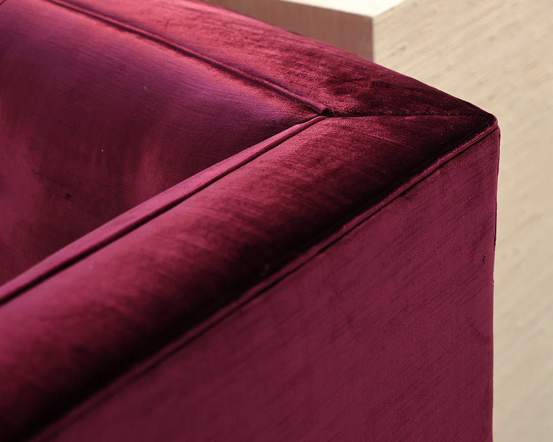 Mitchell Gold + Bob Williams Dumont Curved Sofa in Burgundy Velvet