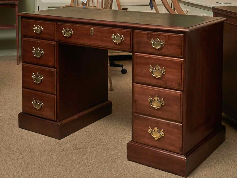 Leather Top 5 Drawer 2 File Mahogany Desk