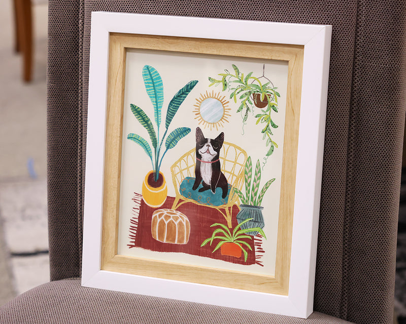 "Urban Jungle Dogs II" Print in Natural Wood Frame