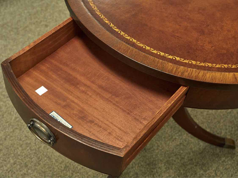 Pair of Solid Mahogany Leather Tooled Accent Tables