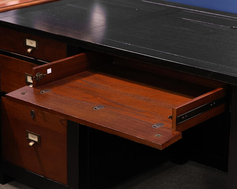 Arhaus Telegraph Executive Desk in Black & Natural Oak