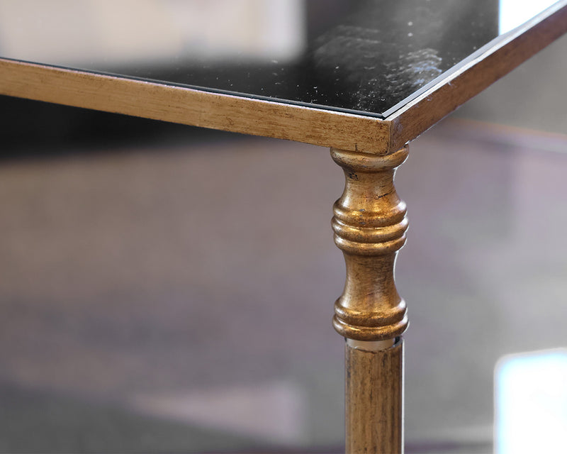 Henzler Cocktail Table with Glass Top on Satin Gold Finish Frame