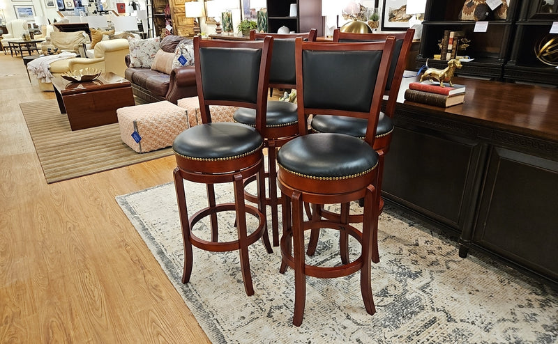 Set of 4 Cherry Swivel Bar Stools