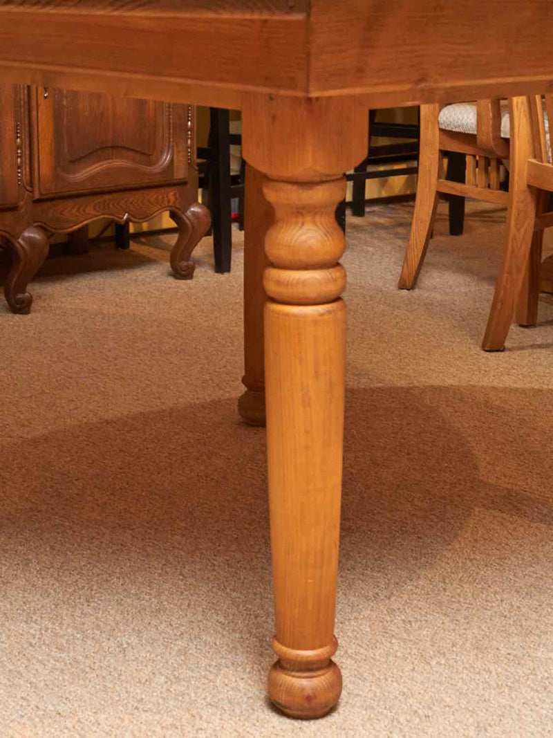 Waxed Round Pine Turned Legs Dining Table