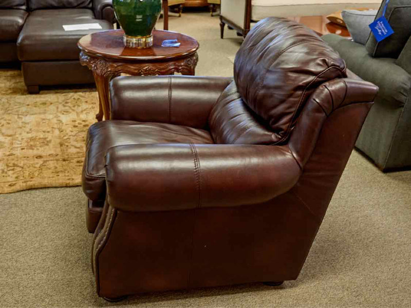 Matching Roll Arm Chair & Ottoman in Espresso Leather