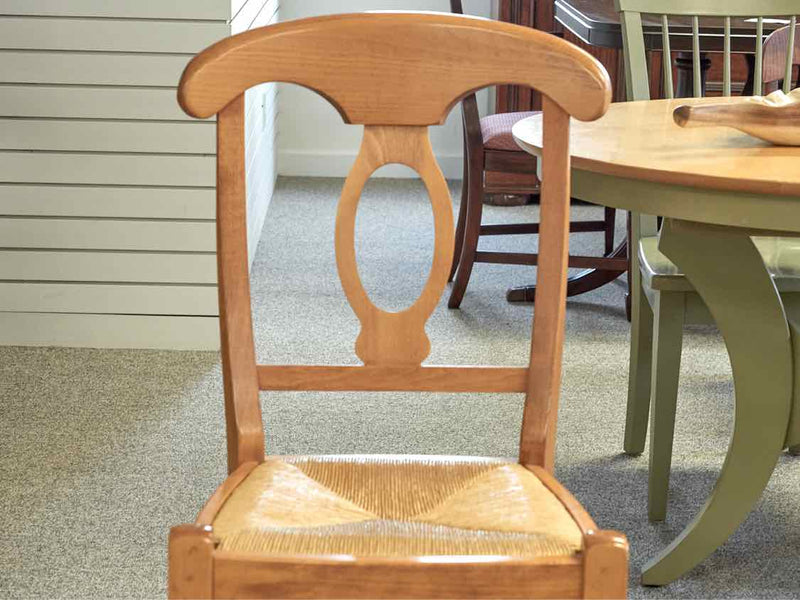 Set of Six Birchwood Dining Chairs W/ Rush Seats