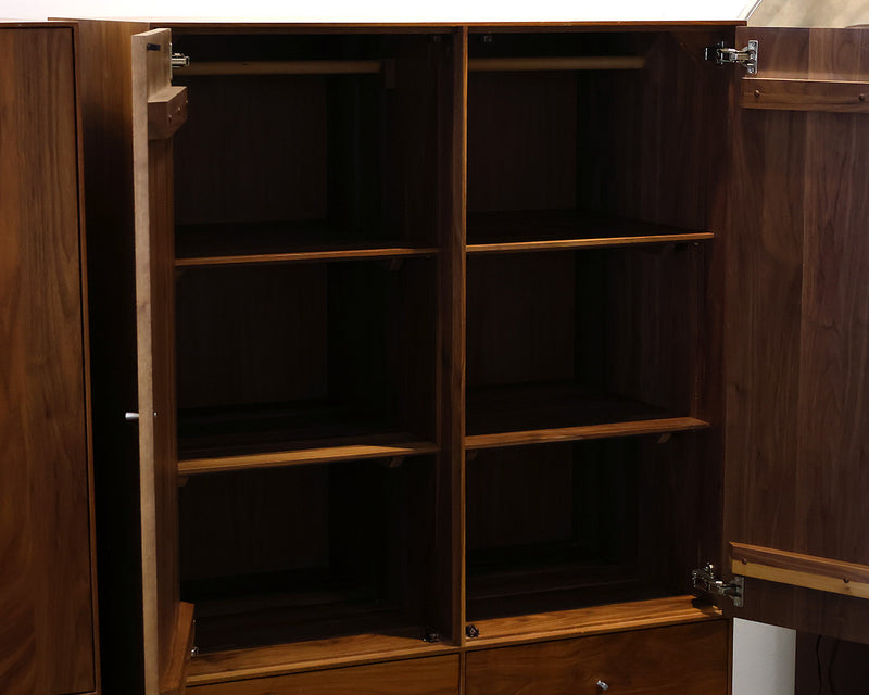 Room & Board Hudson Armoire in Walnut with Stainless Steel Pulls