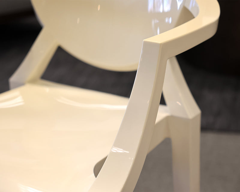 Pair of Molded Plastic Off-White Arm Chairs