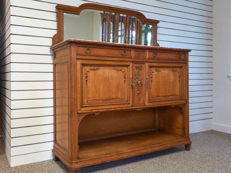 Antique Maple Sideboard W/ Marble Top