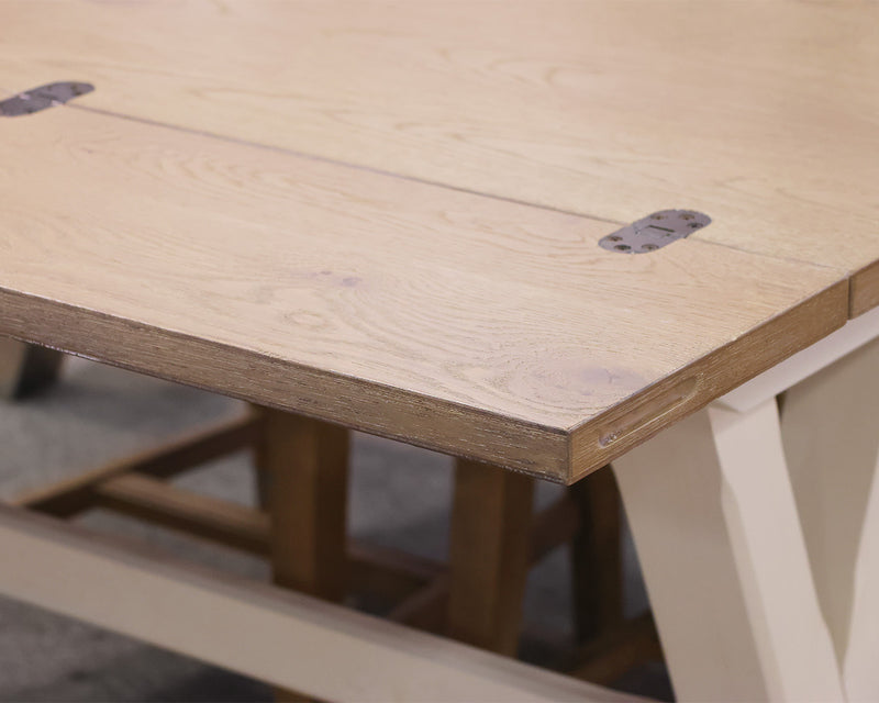 Universal Trestle Table & Set of 4 Chairs in Cream & Grey Wash Oak