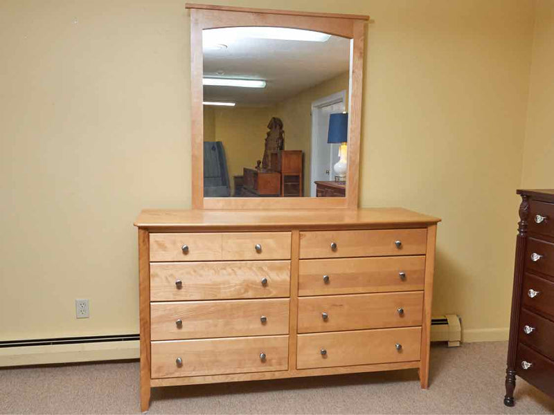 Witmer Light Cherry 8 Drawer Dresser with Mirror & Nickel Hardware