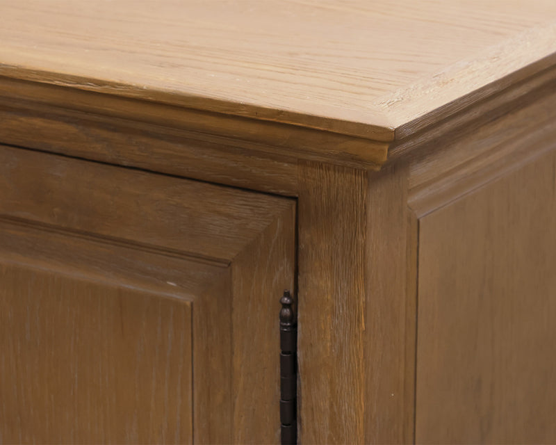 French 4 Door Sideboard w/ Adjustable Shelves In Gray Oak